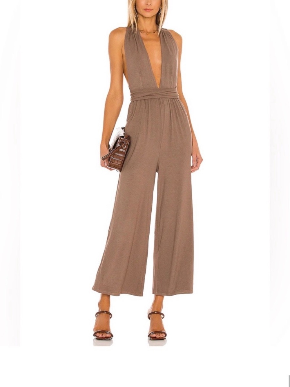 Revolve majorelle brown ribbed jumpsuit size Small worn once